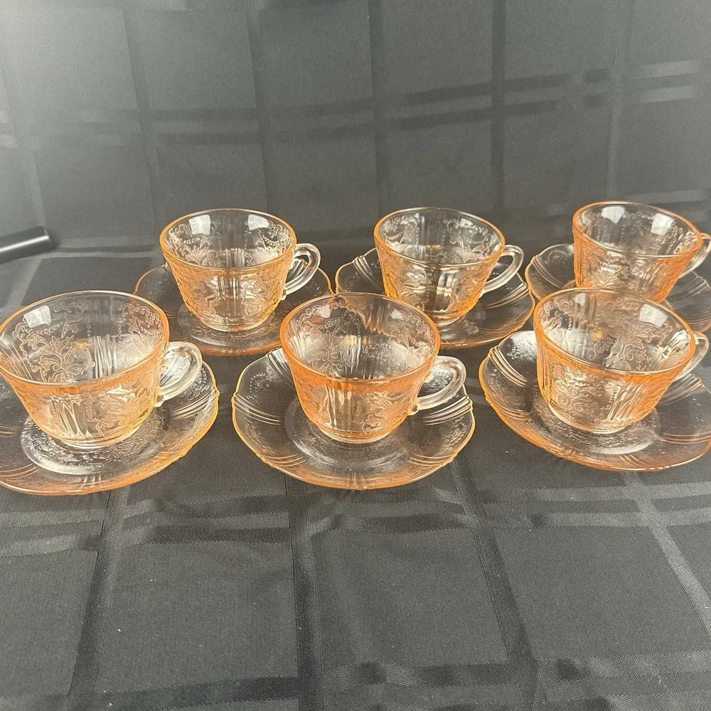 Vtg Macbeth Evans American Sweetheart Pink Depression Glass‎ 2pc Cup Saucer Set